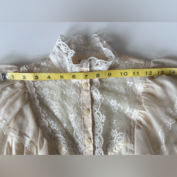 Vintage 70s 80s Gunne Sax Jessica Gunnies Lace Blouse Victorian Cottage Prairie - Picture 8 of 12